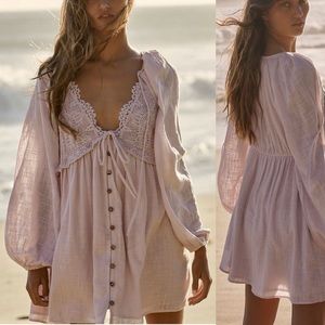 Free people summer struttin’ mini dress Sz Small NWT lilac purple